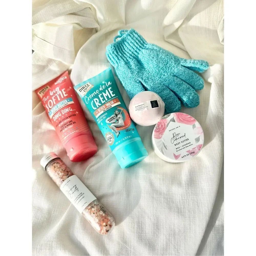 Self care bundle - bath bomb, body butter, body wash, bath salts, scrubbing glov
